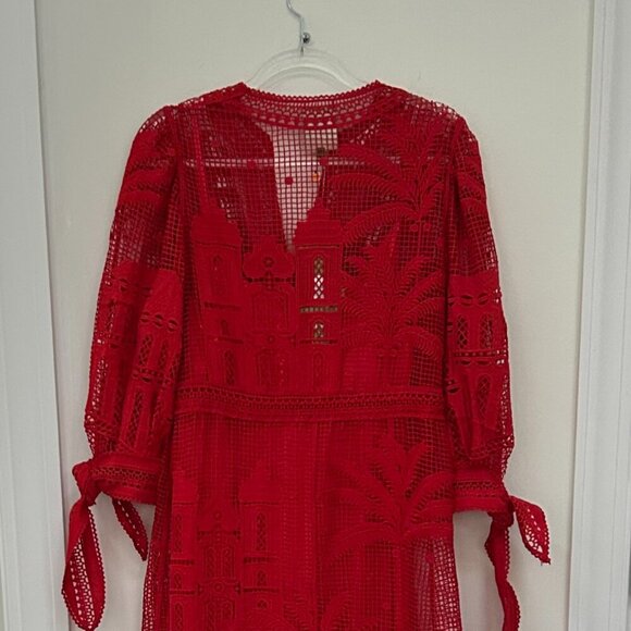 Farm Rio red morada boa guipure maxi dress in Size S - Picture 10 of 14
